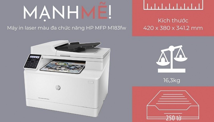 Thiết kế Máy in laser màu HP M183fw