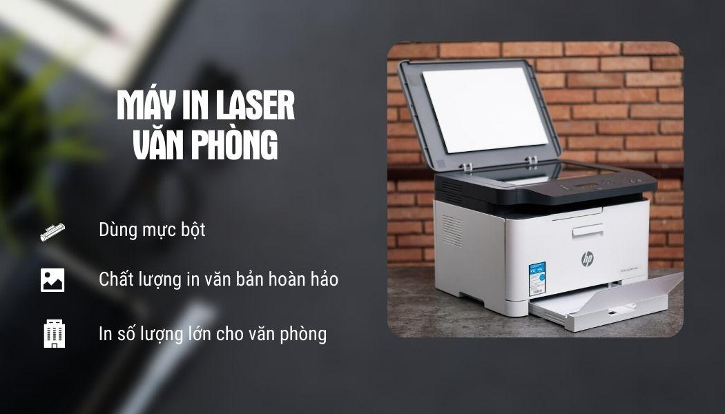 Máy in laser là gì? Một câu trả lời nhanh: Máy in laser là máy in sử dụng các chùm tia laser để tạo ra văn bản, hình ảnh và in lên mặt giấy. Nói cách khác, máy sử dụng điện tích để hút các hạt mực đến các con lăn (drum), sau đó được ép vào mặt giấy. Trong khi đó, nhiệt độ và áp suất từ bộ sấy sẽ đảm bảo mực được bám chặt trên bề mặt của giấy. Phần lớn hộp mực được sử dụng là màu đen, tuy nhiên, máy in laser cũng có thể có thể dùng các loại mực màu Máy in laser là gì? Một câu trả lời nhanh: Máy in laser là máy in sử dụng các chùm tia laser để tạo ra văn bản, hình ảnh và in lên mặt giấy. Nói cách khác, máy sử dụng điện tích để hút các hạt mực đến các con lăn (drum), sau đó được ép vào mặt giấy. Trong khi đó, nhiệt độ và áp suất từ bộ sấy sẽ đảm bảo mực được bám chặt trên bề mặt của giấy. Phần lớn hộp mực được sử dụng là màu đen, tuy nhiên, máy in laser cũng có thể có thể dùng các loại mực màu